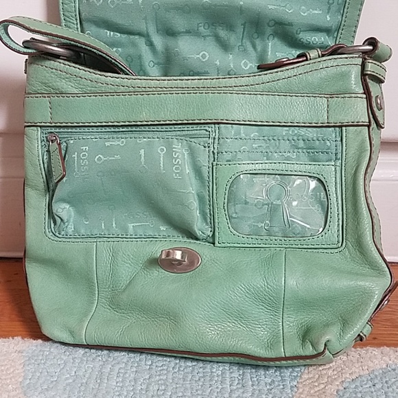 Fossil Bags Mint Green Leather Crossbody Purse Poshmark